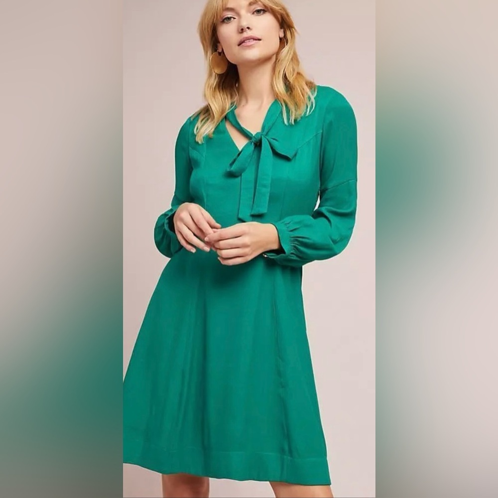 Anthropologie Moulinette Soeurs Women’s Emerald Green Gina Keyhole Dress Size 0